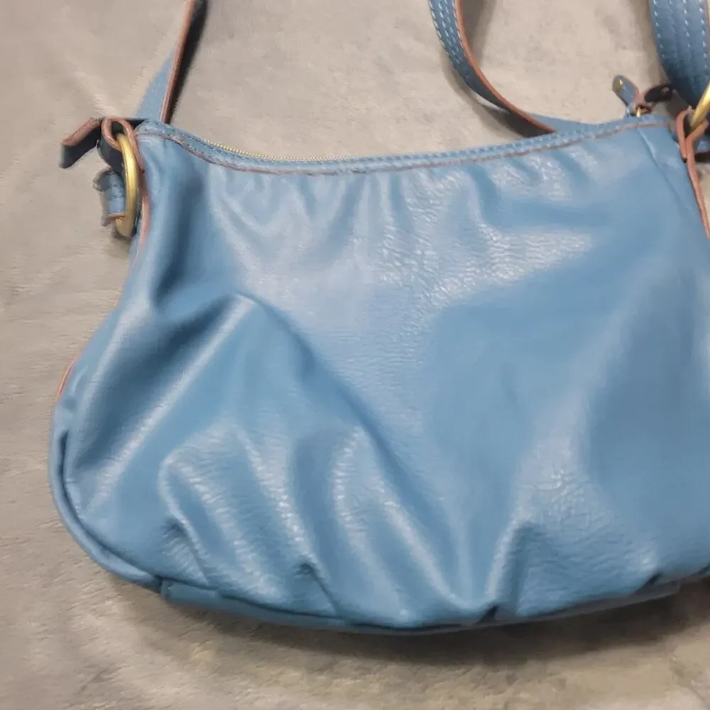 Relic Fossil Prescott Faux Leather Crossbody Bag Blue Boho Zip Pockets Y2K Purse